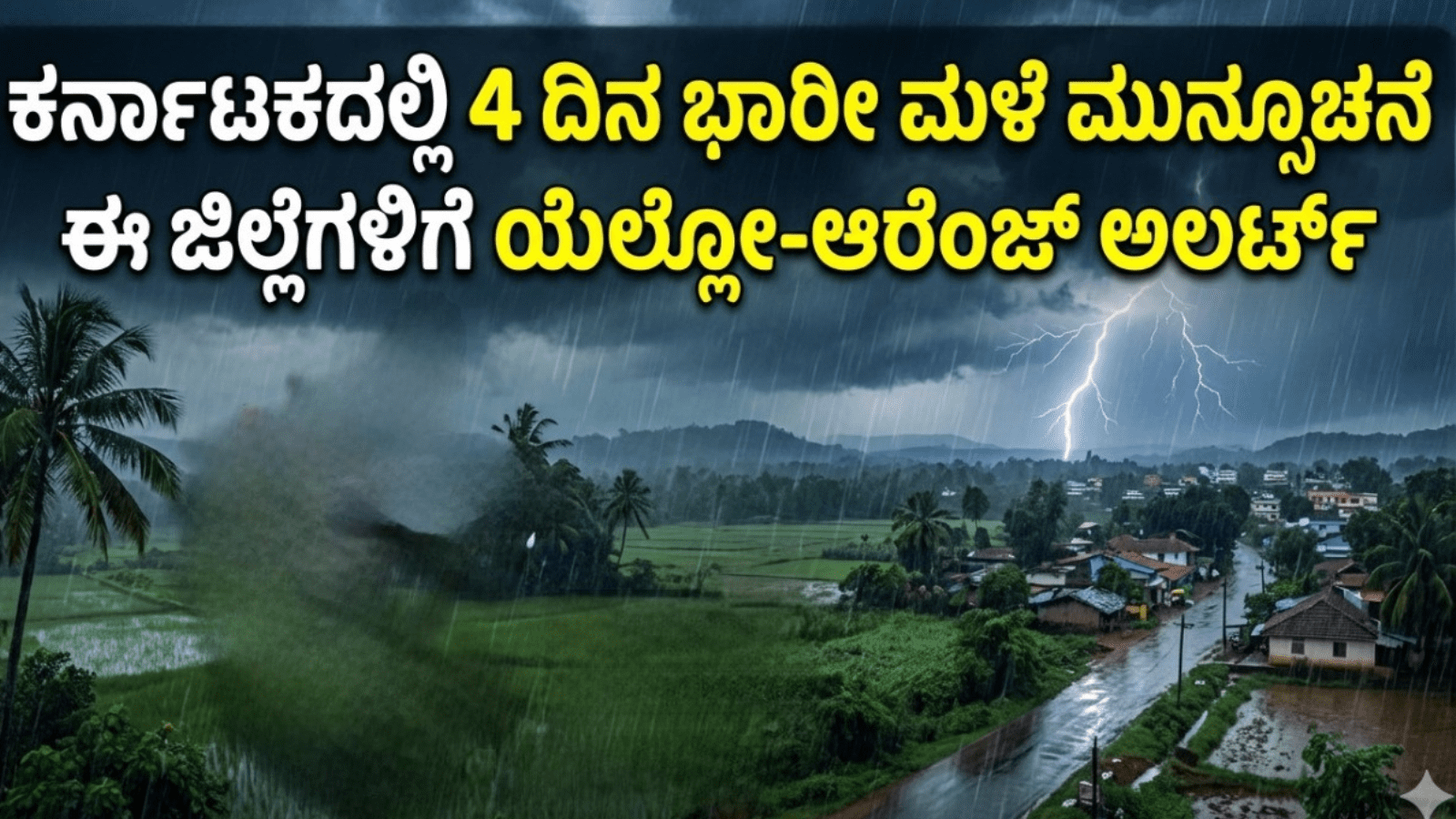 ಕರ್ನಾಟಕದಲ್ಲಿ 4 ದಿನ ಭಾರೀ ಮಳೆ ಮುನ್ಸೂಚನೆ: ಈ ಜಿಲ್ಲೆಗಳಿಗೆ ಯೆಲ್ಲೋ-ಆರೆಂಜ್ ಅಲರ್ಟ್