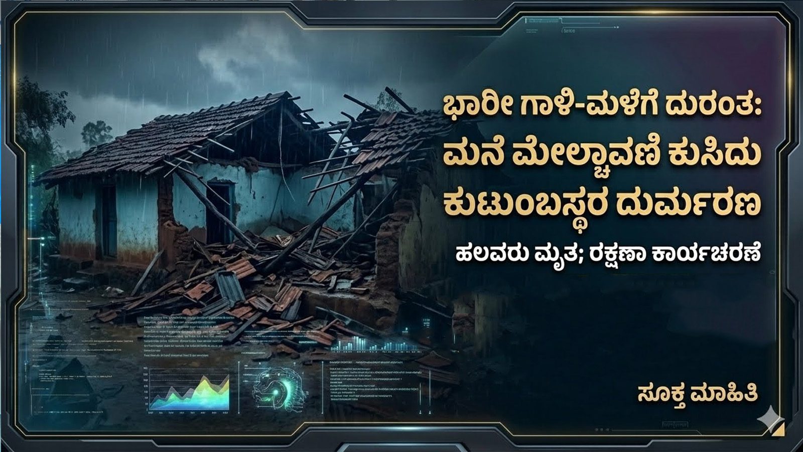 ಭಾರೀ ಗಾಳಿ-ಮಳೆಗೆ ದುರಂತ: ಮನೆ ಮೇಲ್ಚಾವಣಿ ಕುಸಿದು ಕುಟುಂಬಸ್ಥರ ದುರ್ಮರಣ