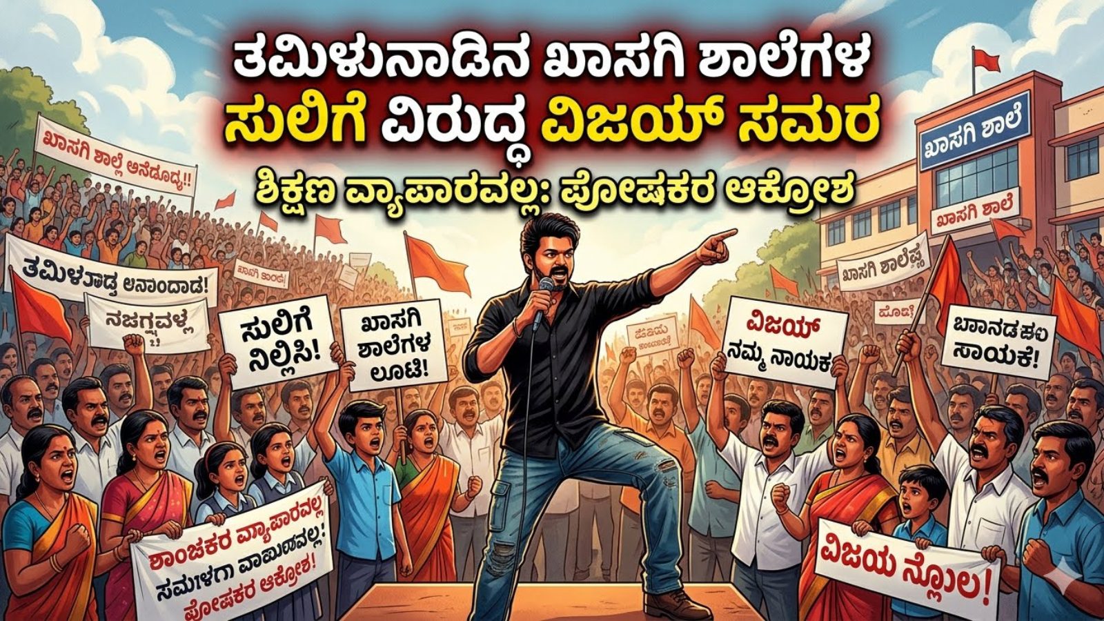 ತಮಿಳುನಾಡಿನ ಖಾಸಗಿ ಶಾಲೆಗಳ ಶುಲ್ಕ ಸುಲಿಗೆ ವಿರುದ್ಧ ವಿಜಯ್ ಸಮರ