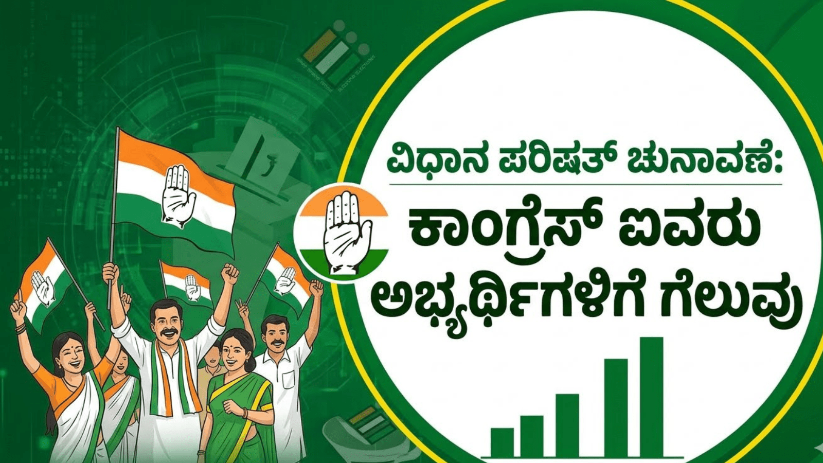 ವಿಧಾನ ಪರಿಷತ್ ಚುನಾವಣೆ: ಕಾಂಗ್ರೆಸ್‌‌ ಐವರು ಅಭ್ಯರ್ಥಿಗಳಿಗೆ ಗೆಲುವು