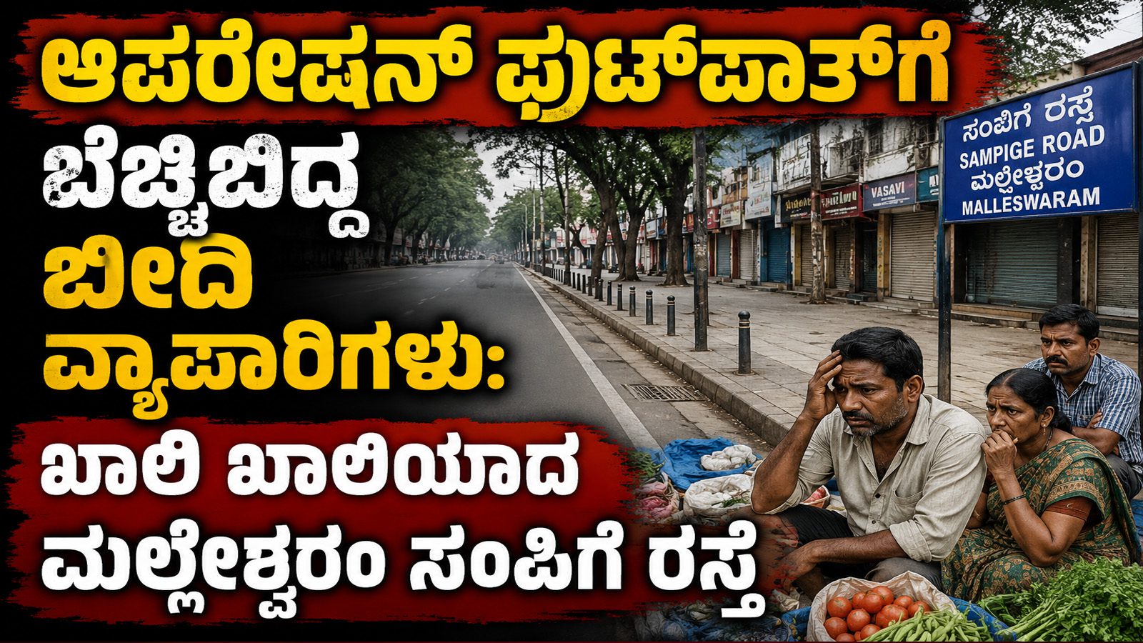 ಆಪರೇಷನ್ ಫುಟ್‌ಪಾತ್‌ಗೆ ಬೆಚ್ಚಿಬಿದ್ದ ಬೀದಿ ವ್ಯಾಪಾರಿಗಳು: ಖಾಲಿ ಖಾಲಿಯಾದ ಮಲ್ಲೇಶ್ವರಂ ಸಂಪಿಗೆ ರಸ್ತೆ