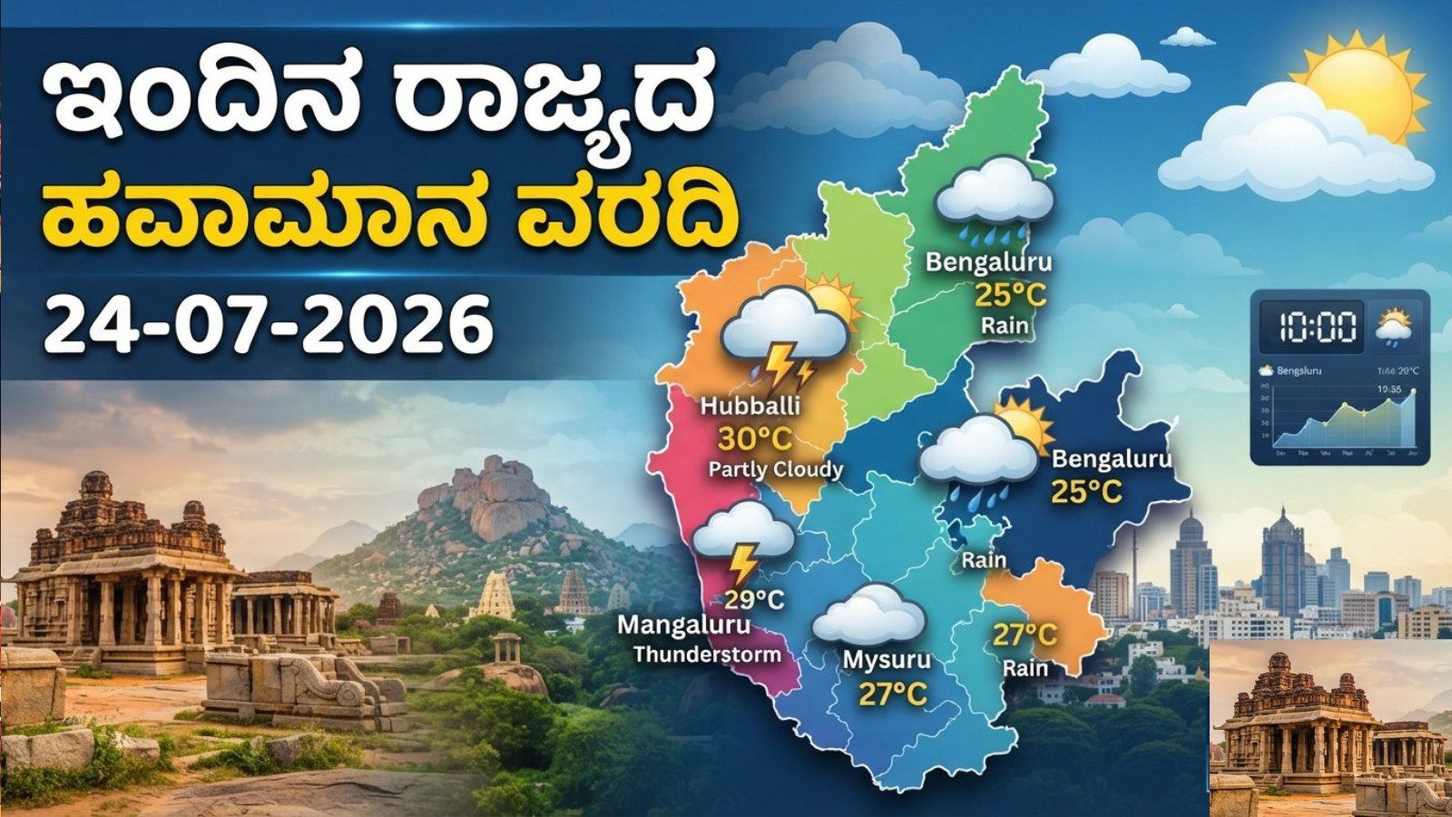 ಇಂದಿನ ರಾಜ್ಯದ ಹವಾಮಾನ ವರದಿ (24-07-2026)