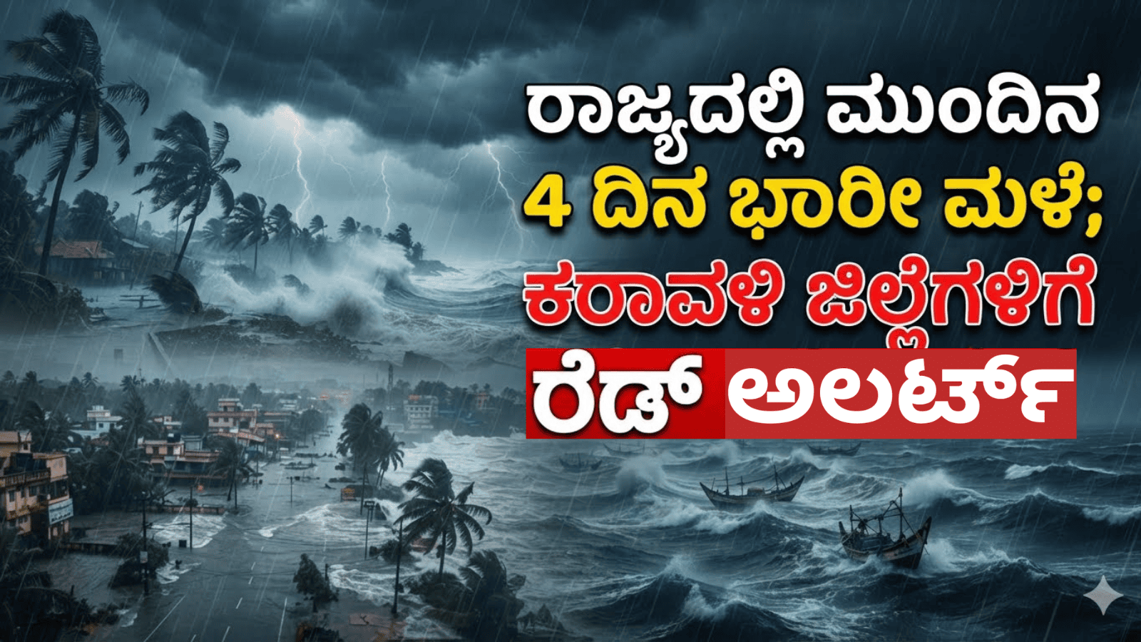 ರಾಜ್ಯದಲ್ಲಿ ಮುಂದಿನ 4 ದಿನ ಭಾರೀ ಮಳೆ; ಕರಾವಳಿ ಜಿಲ್ಲೆಗಳಿಗೆ ರೆಡ್ ಅಲರ್ಟ್