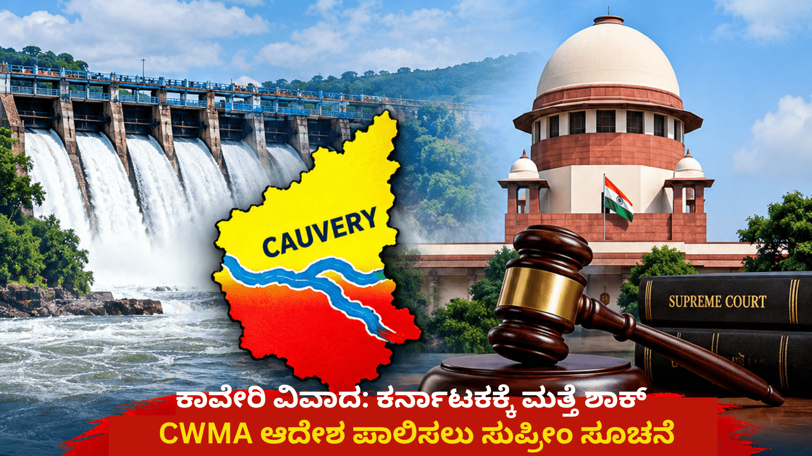 ಕಾವೇರಿ ವಿವಾದ: ಕರ್ನಾಟಕಕ್ಕೆ ಮತ್ತೆ ಶಾಕ್‌, CWMA ಆದೇಶ ಪಾಲಿಸಲು ಸುಪ್ರೀಂ ಸೂಚನೆ